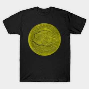 USA Twenty Dollars Coin in Yellow T-Shirt